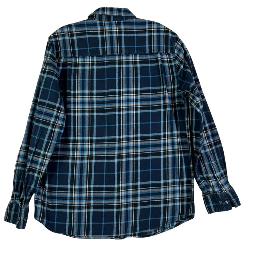 Original Weatherproof Flannel Shirt Men's Size Medium Blue Plaid Button Down - Picture 2 of 10